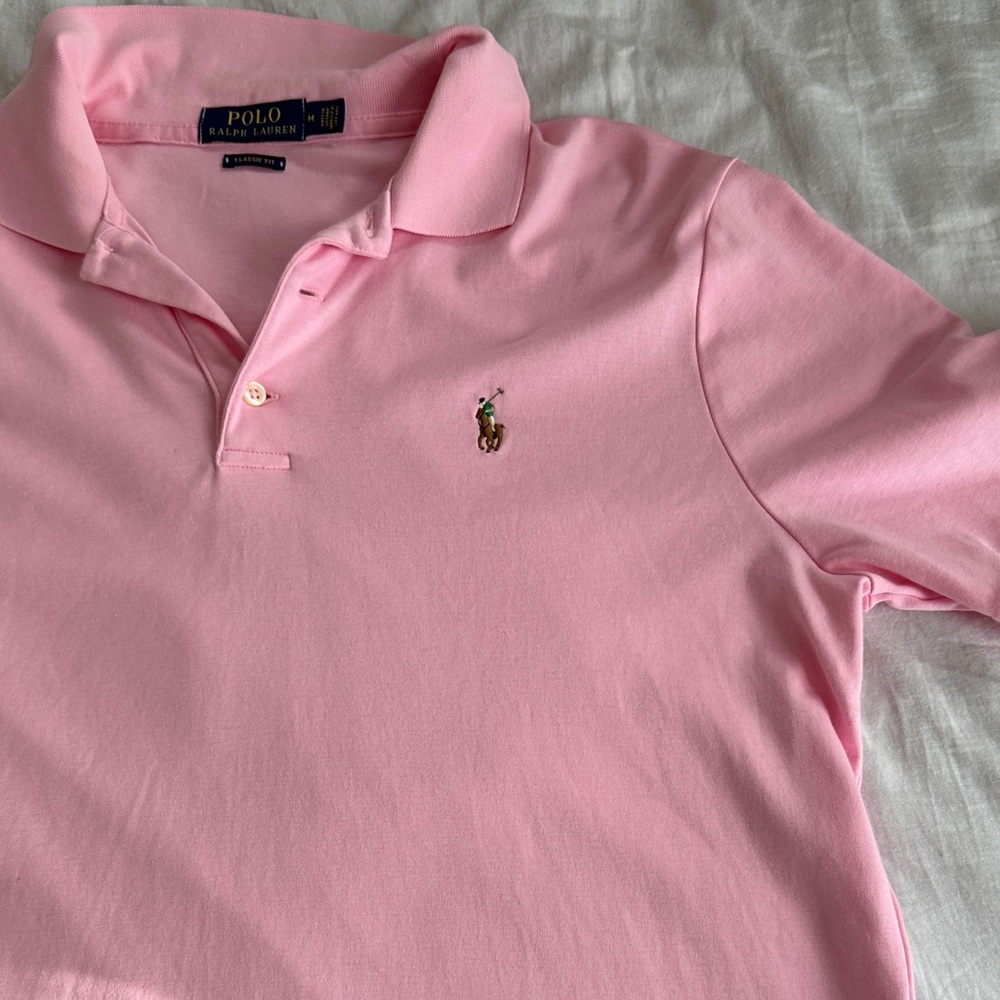 Polo Ralph Lauren Light Pink 100% Cotton Short Sleeve Polo With Embroidered Pony - Picture 7 of 8
